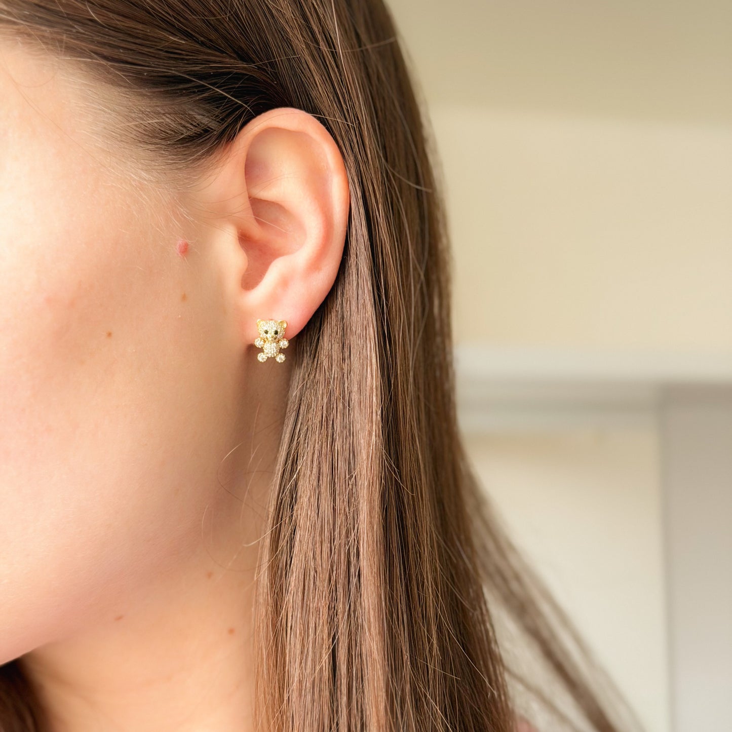 Sterling Silver Bear Studs