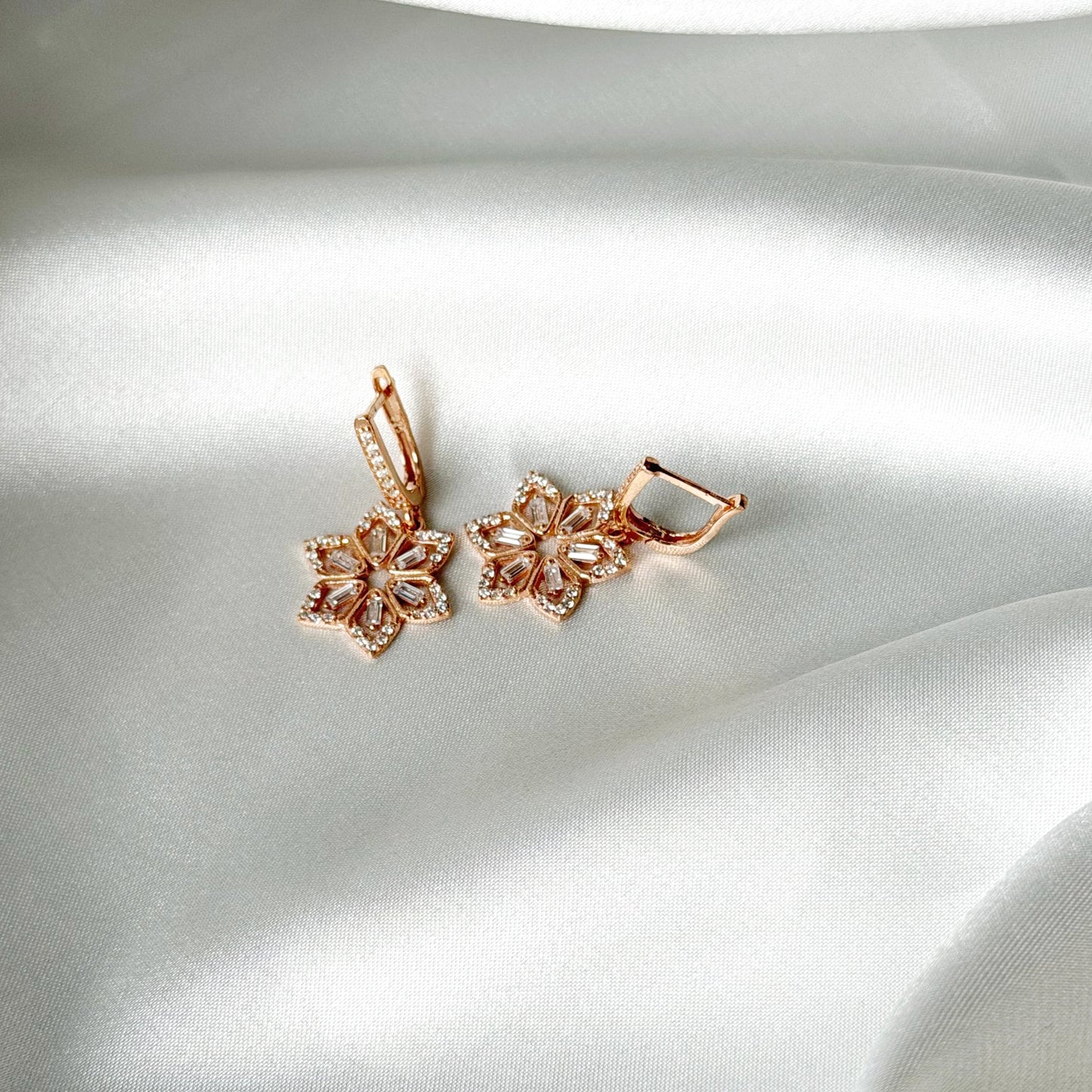 Sterling Silver CZ Flower Earrings