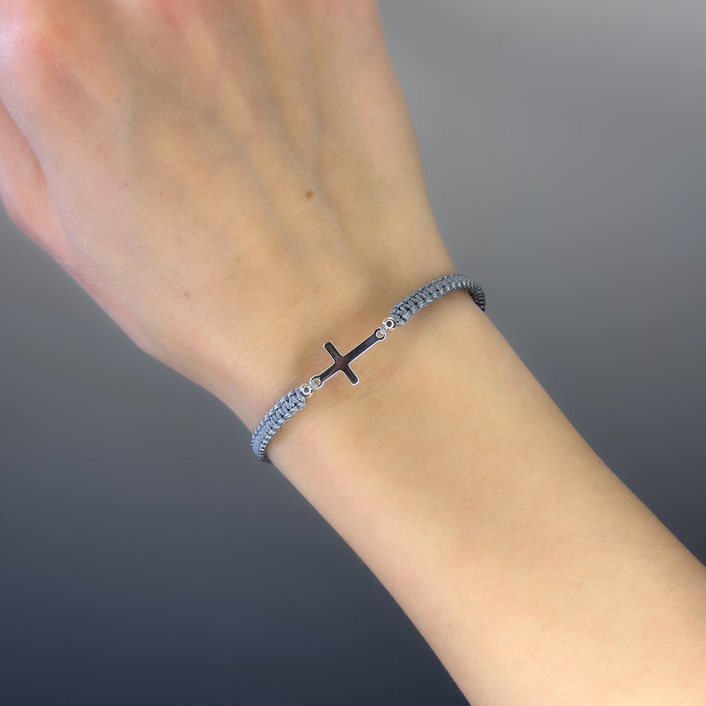 Sterling Silver Thread Cross Bracelet