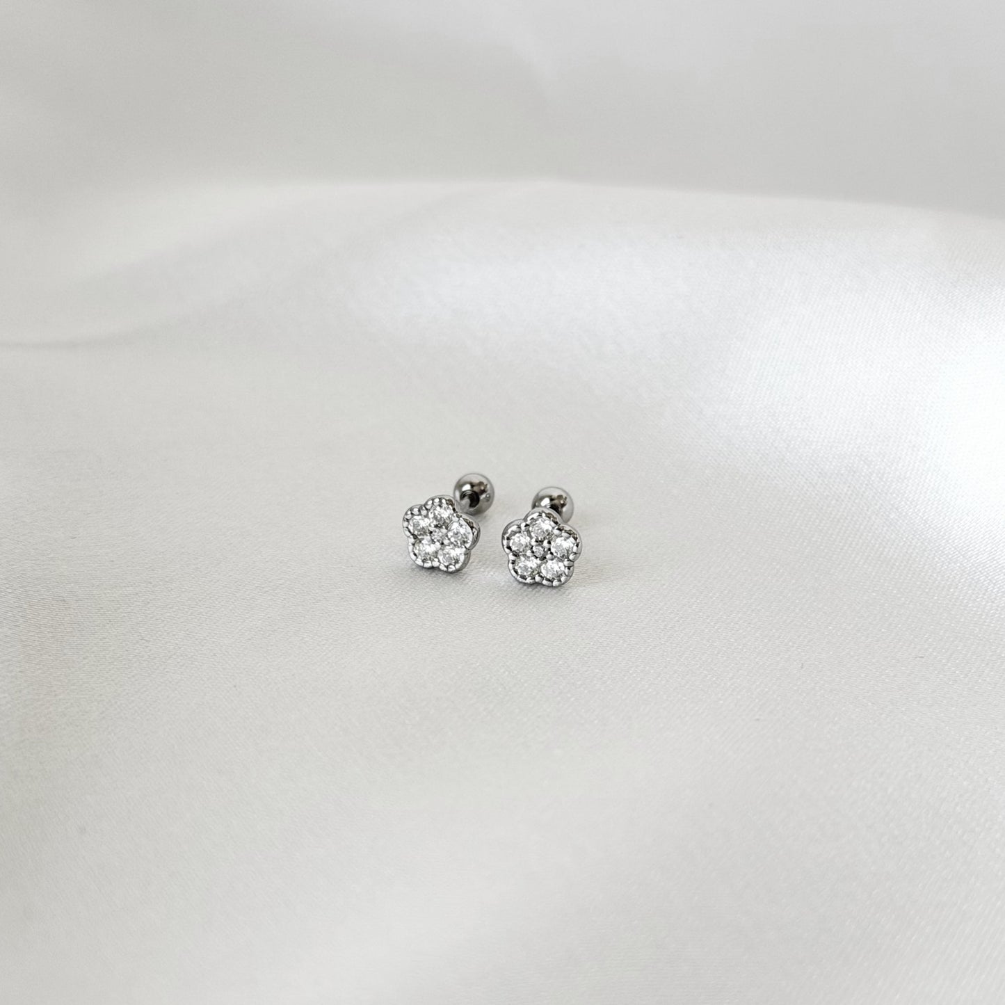 Sterling Silver Flower Screw Studs