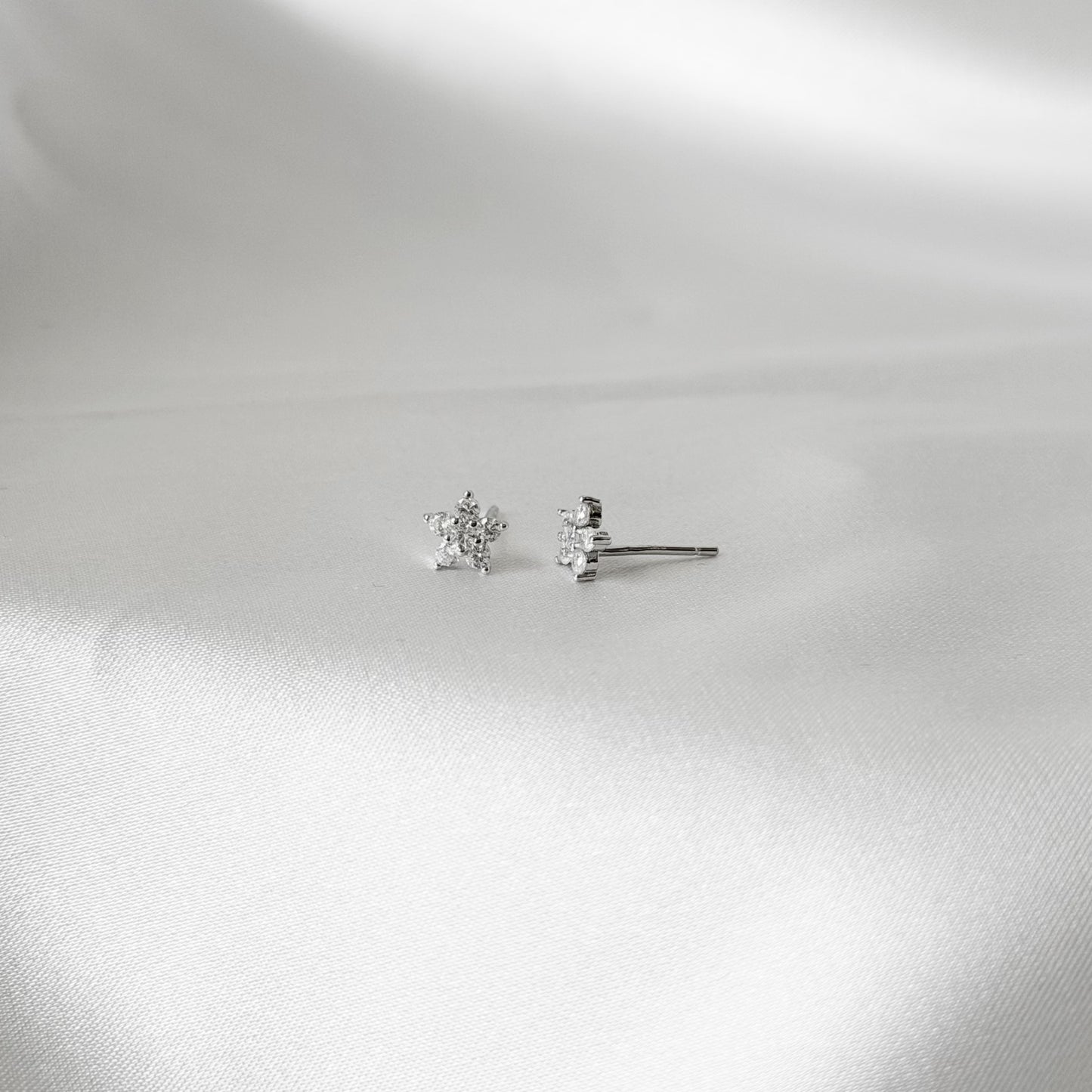 Sterling Silver CZ Flower Studs