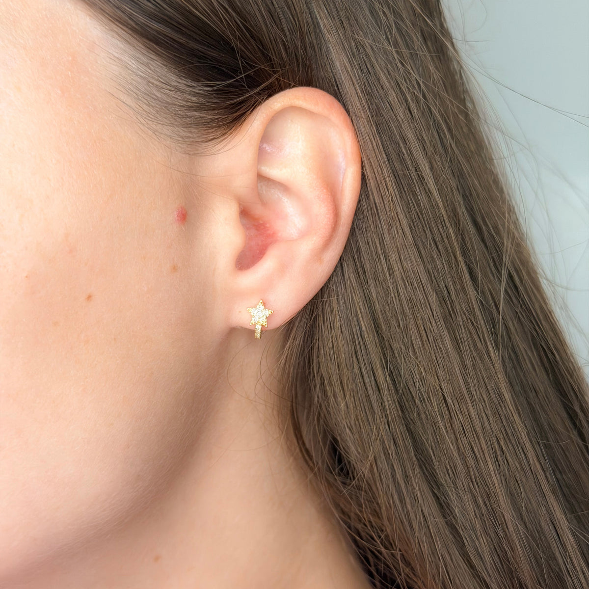 Sterling Silver CZ Star Studs