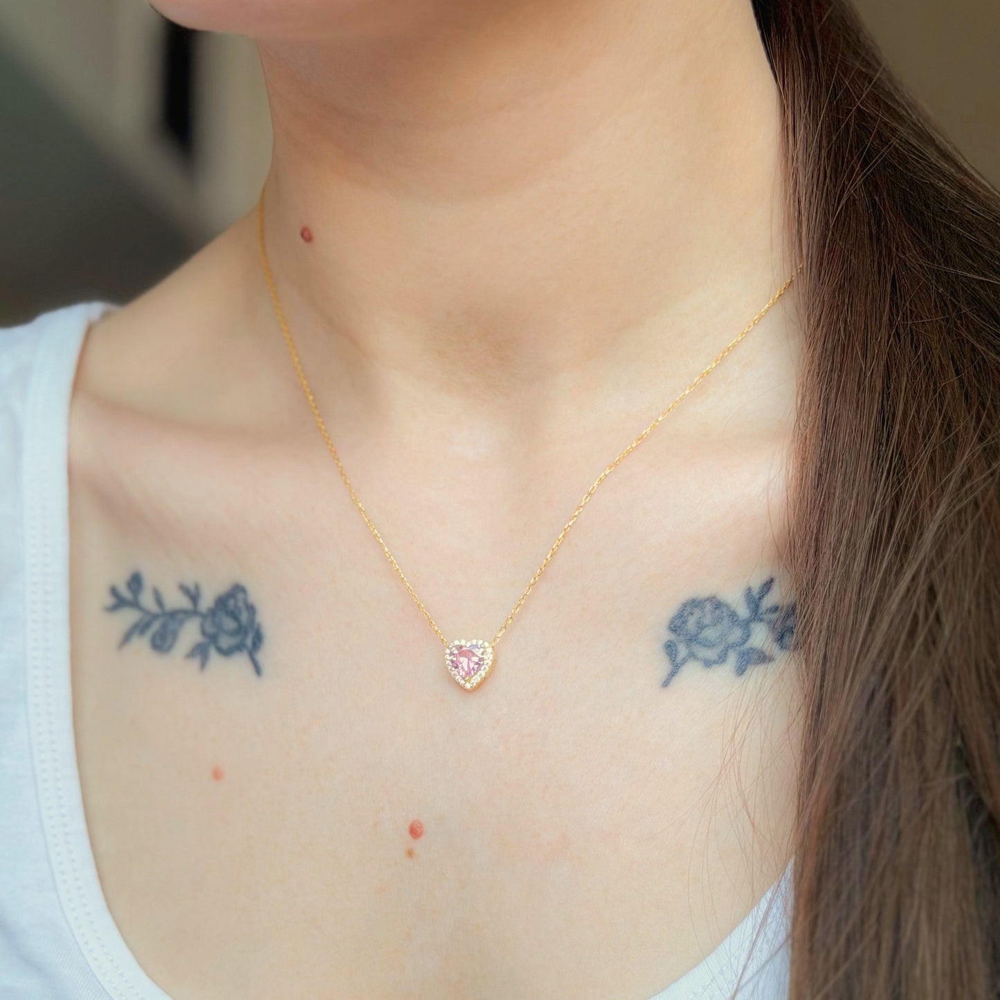 Sterling Silver CZ Heart Necklace