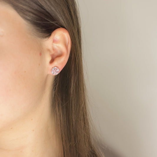 Sterling Silver Pink CZ Studs