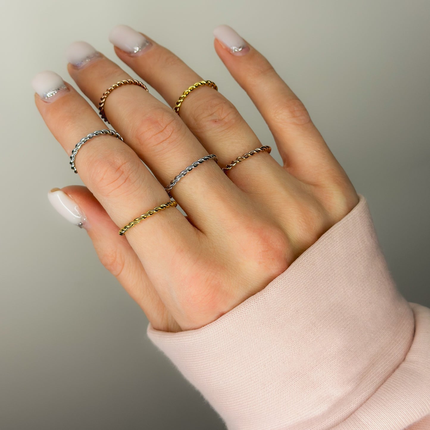 Anillo trenzado de acero inoxidable