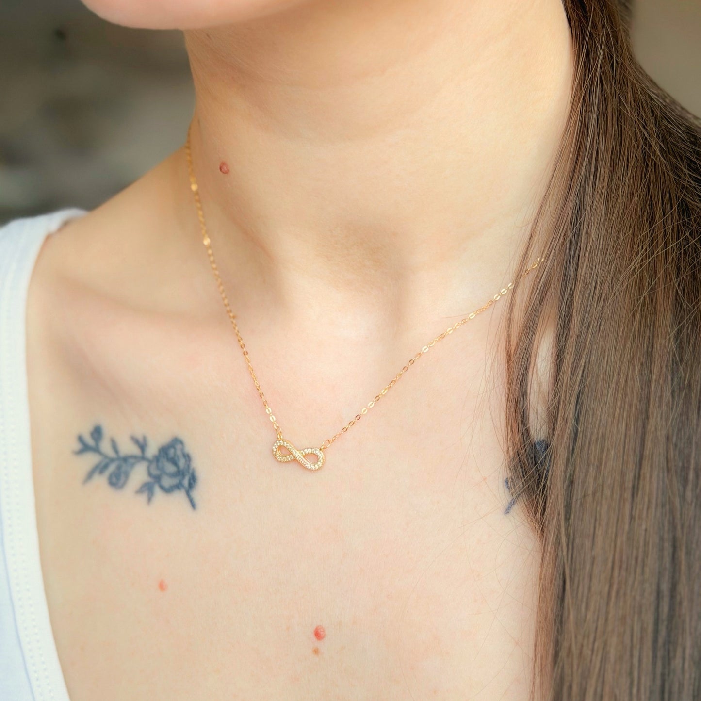 Sterling Silver CZ Infinity Necklace