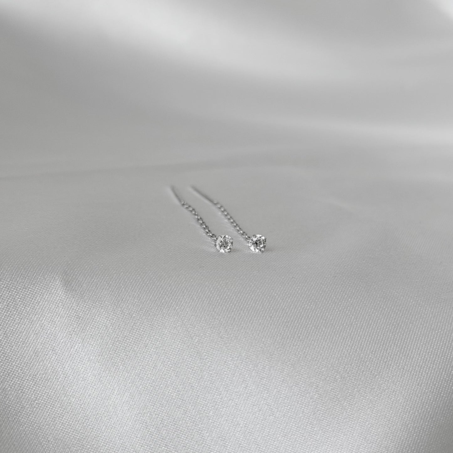 Sterling Silver CZ Chain Drop Earrings