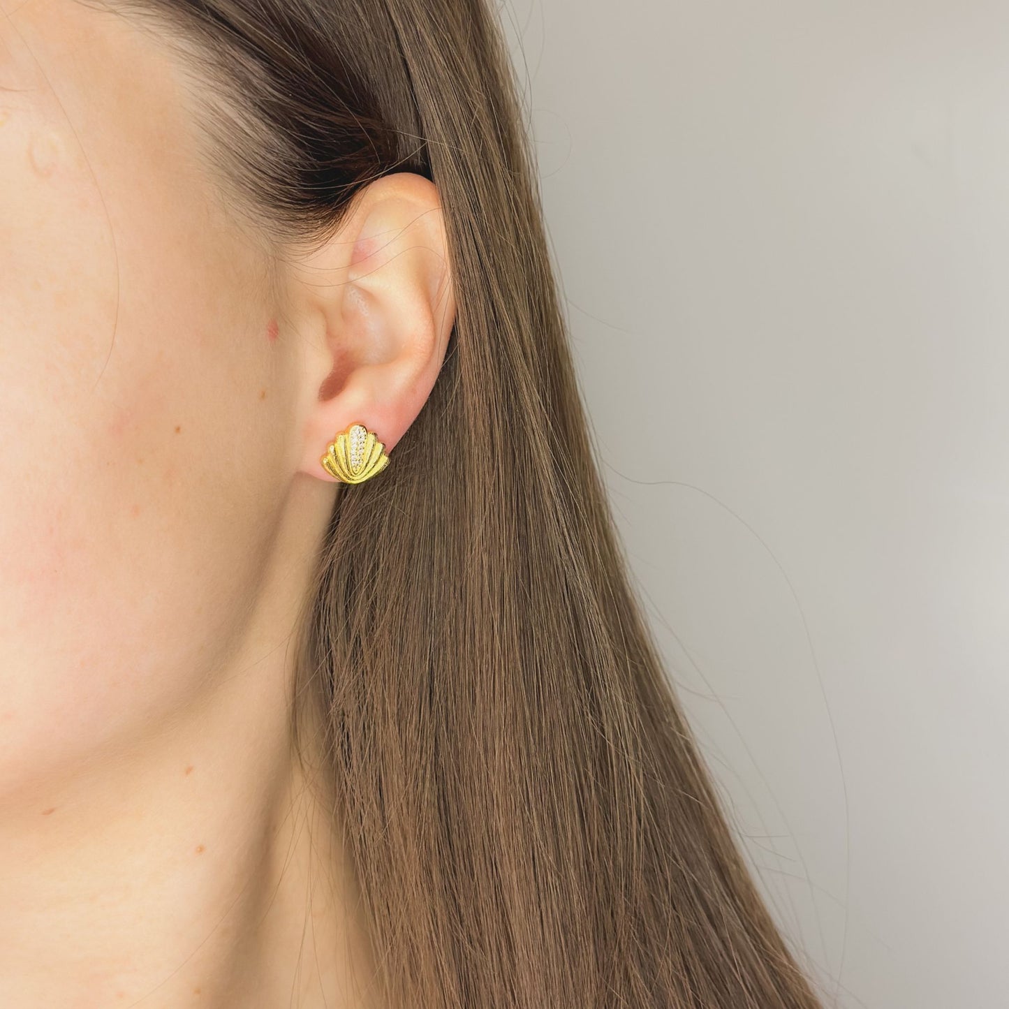 Sterling Silver Golden Shell Studs