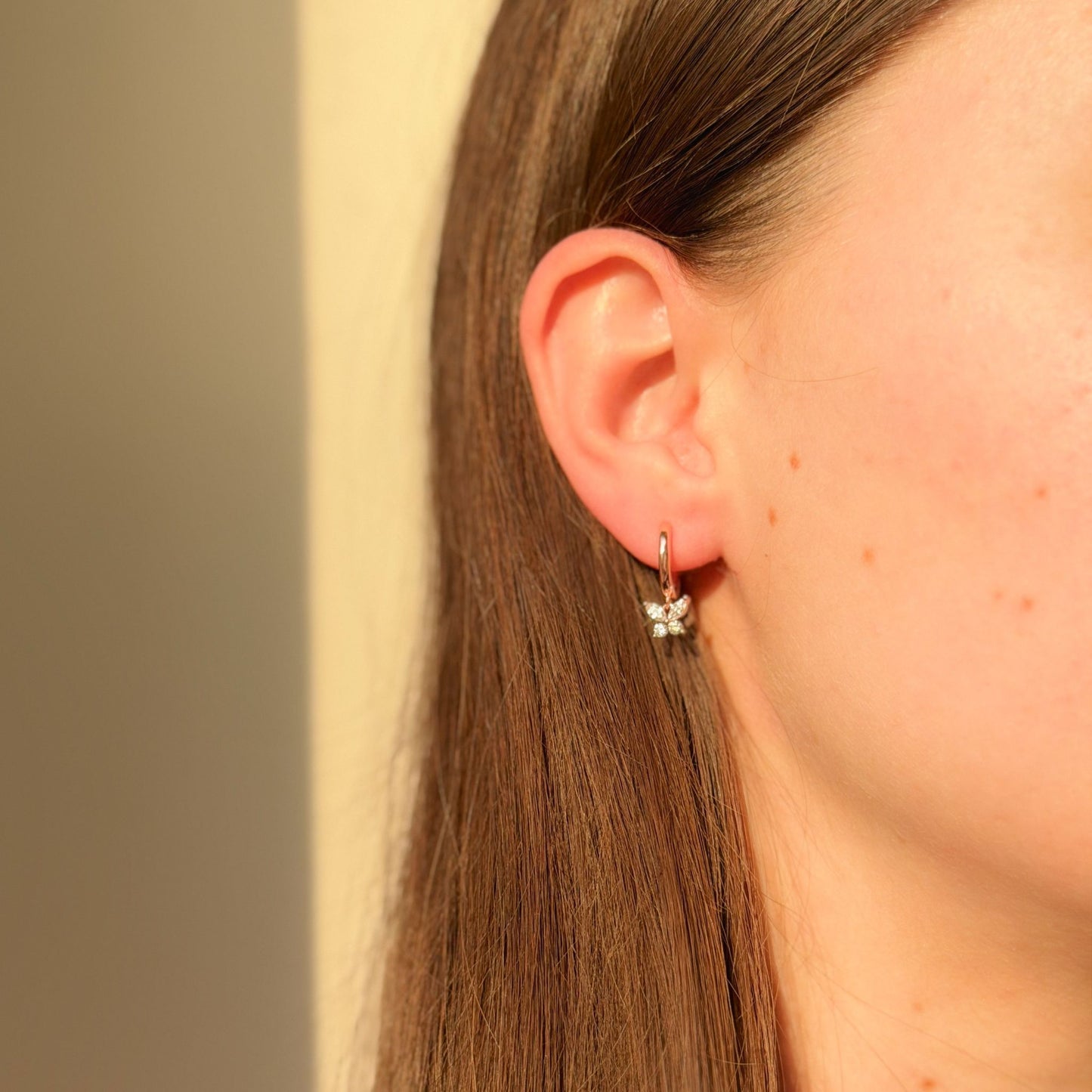 Sterling Silver Butterfly Charm Hoops