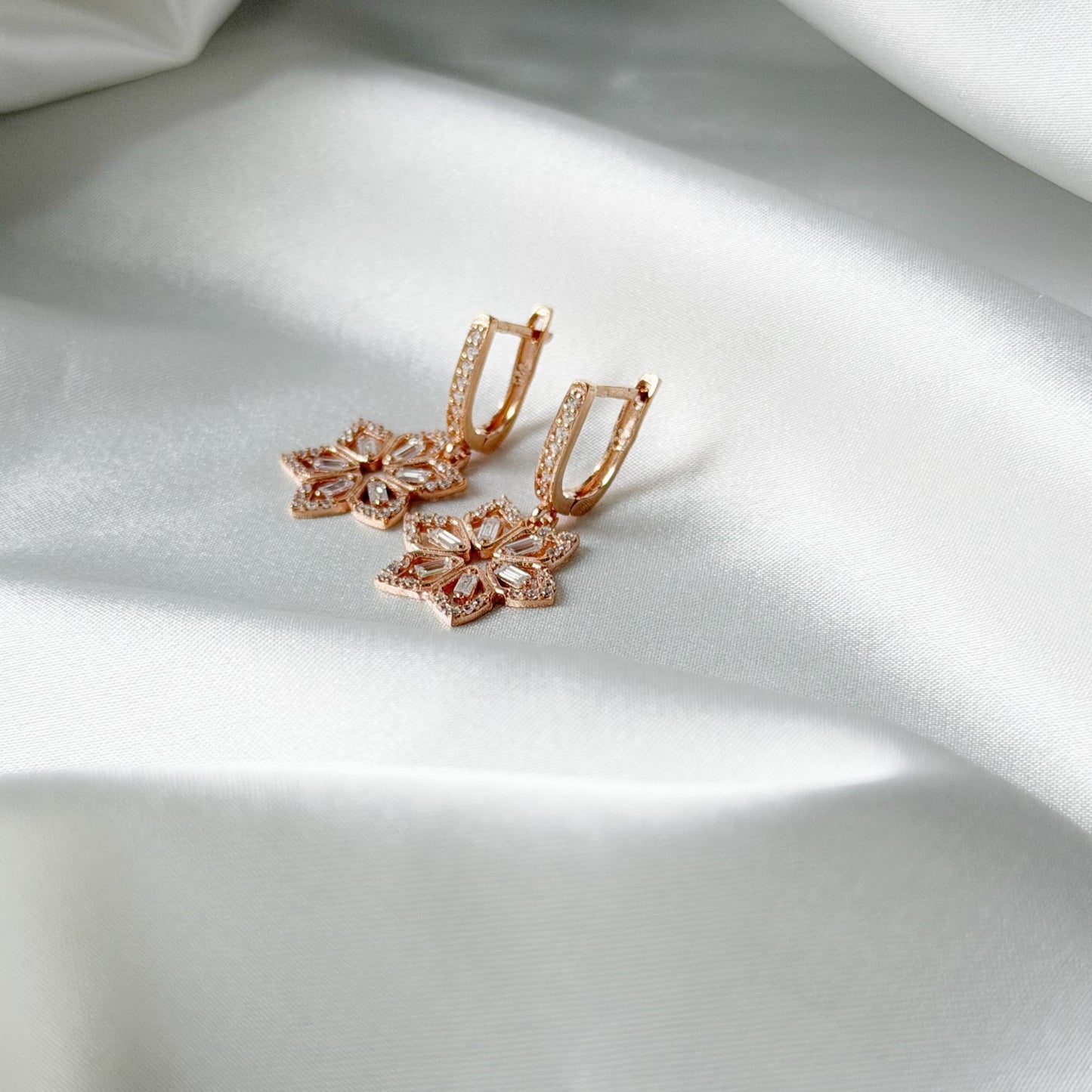 Sterling Silver CZ Flower Earrings