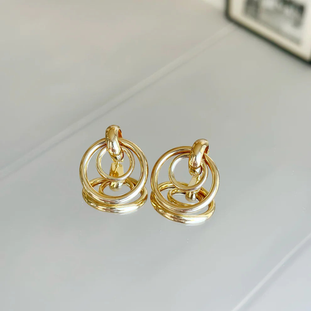 Gold Plated Earrings "Molten Layers"