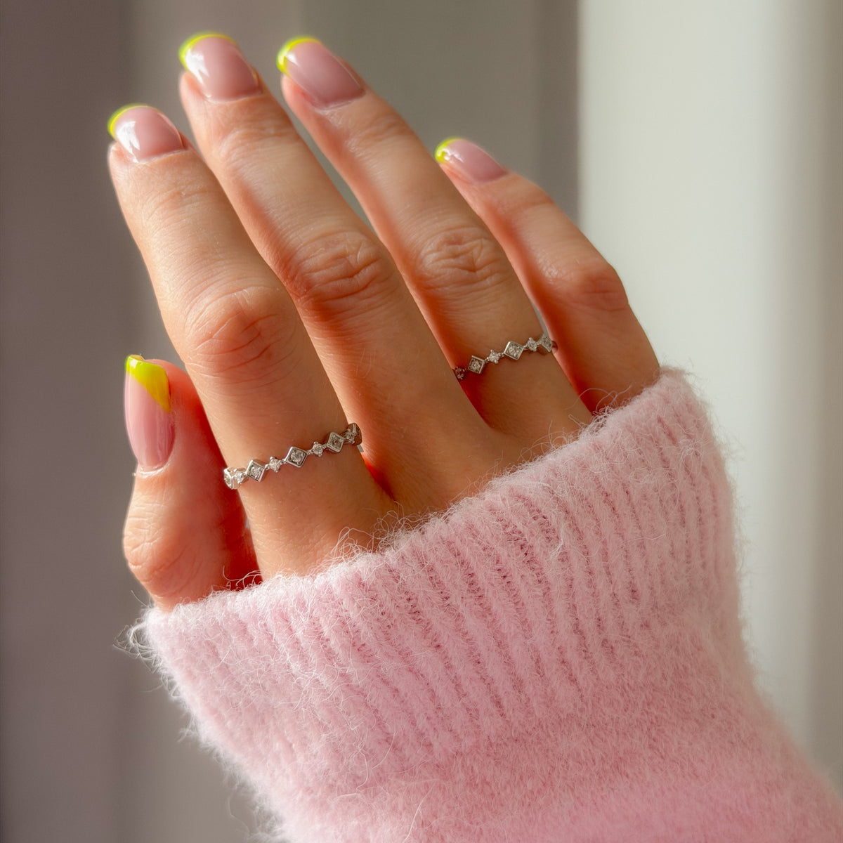 Sterling Silver “Ritmo” Ring with Cubic Zirconia