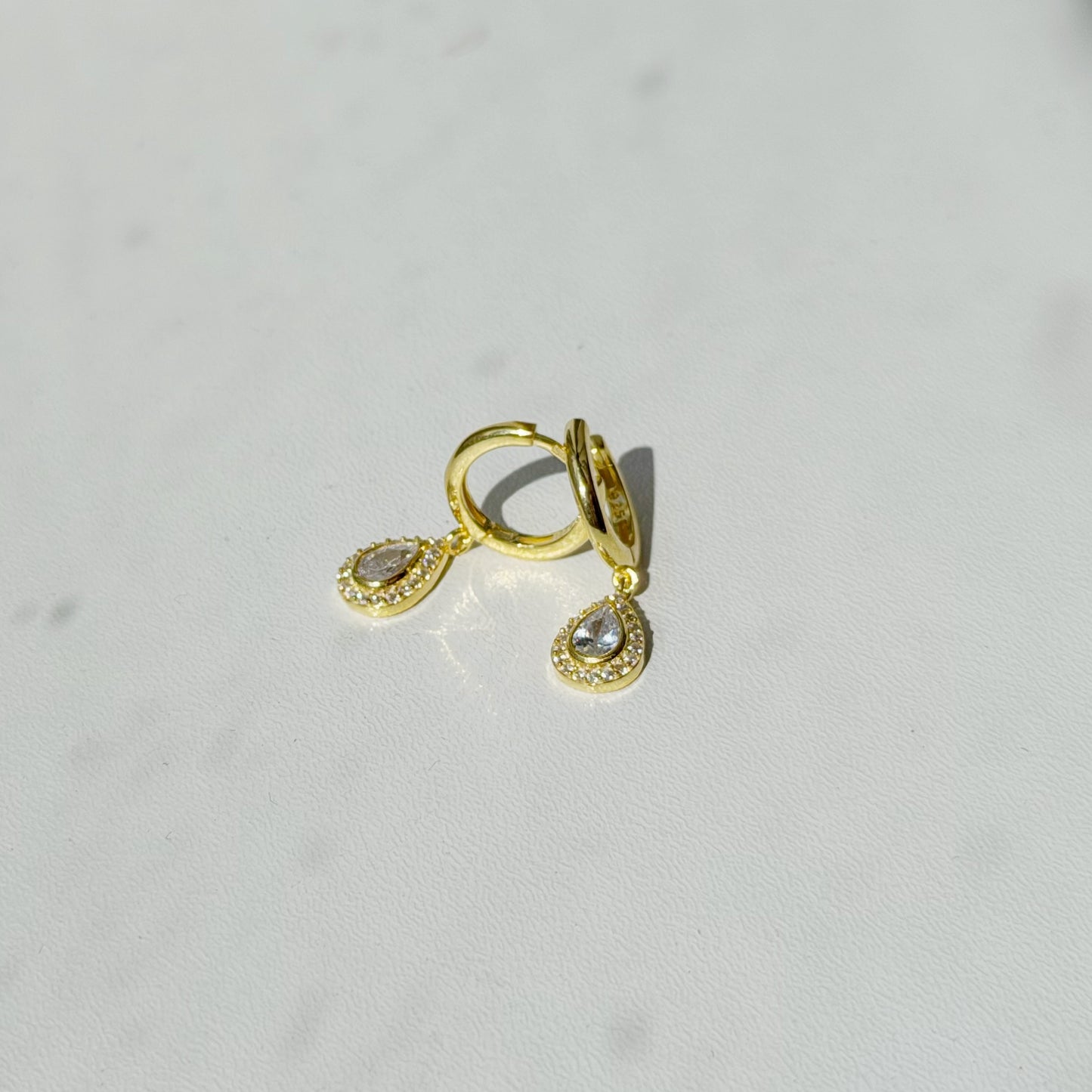 Sterlng Silver CZ Hoops With Charms