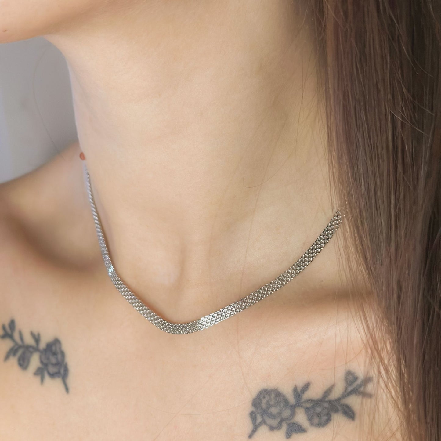 Collar de cadena de plata de ley