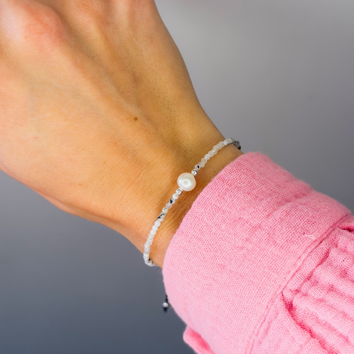 Moonstone & Pearl Bead Bracelet
