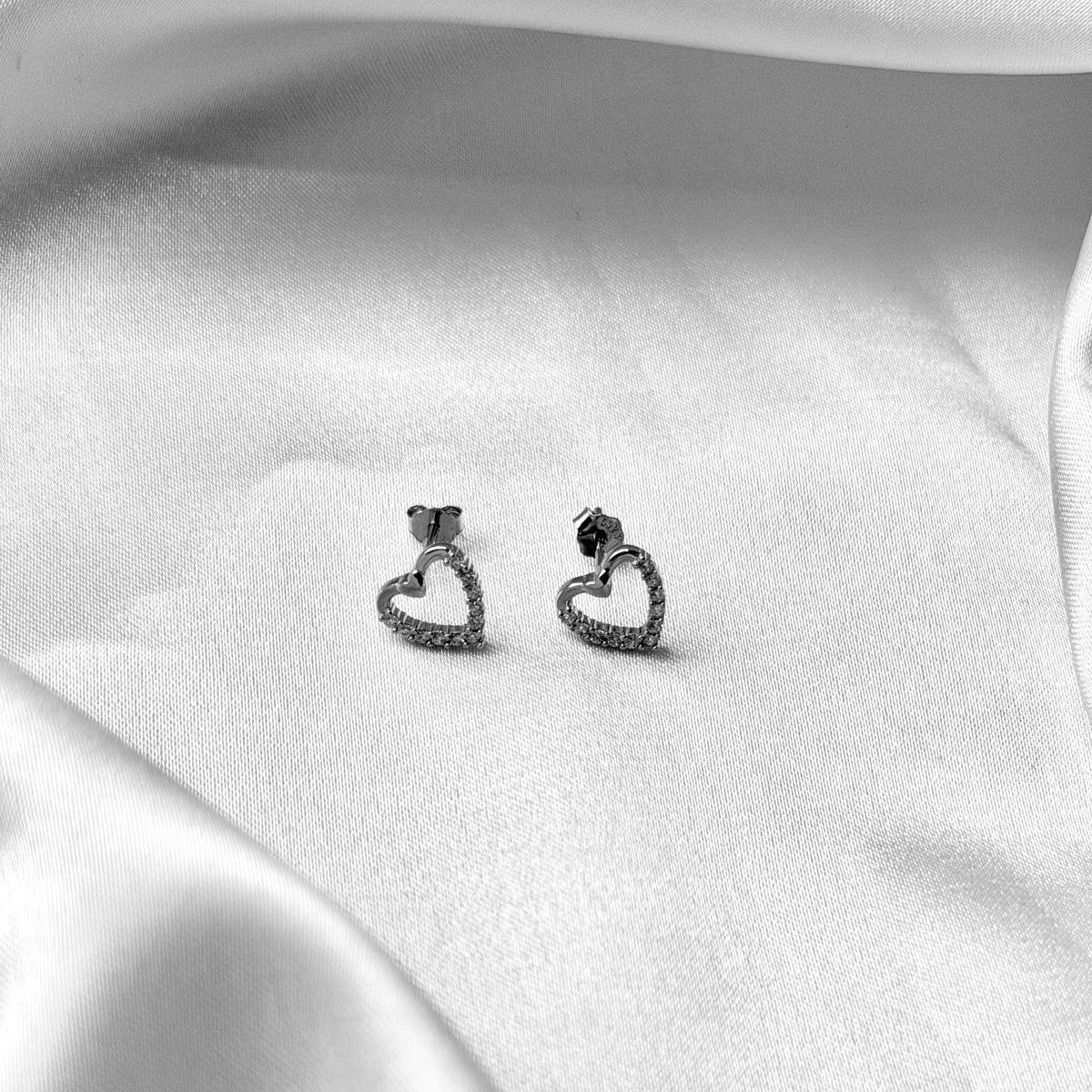 Sterling Silver CZ Heart Studs