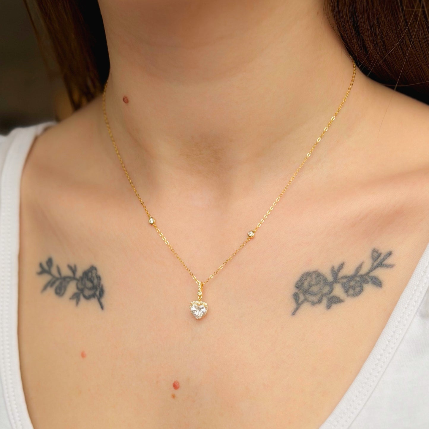 Sterling Silver CZ Heart Necklace