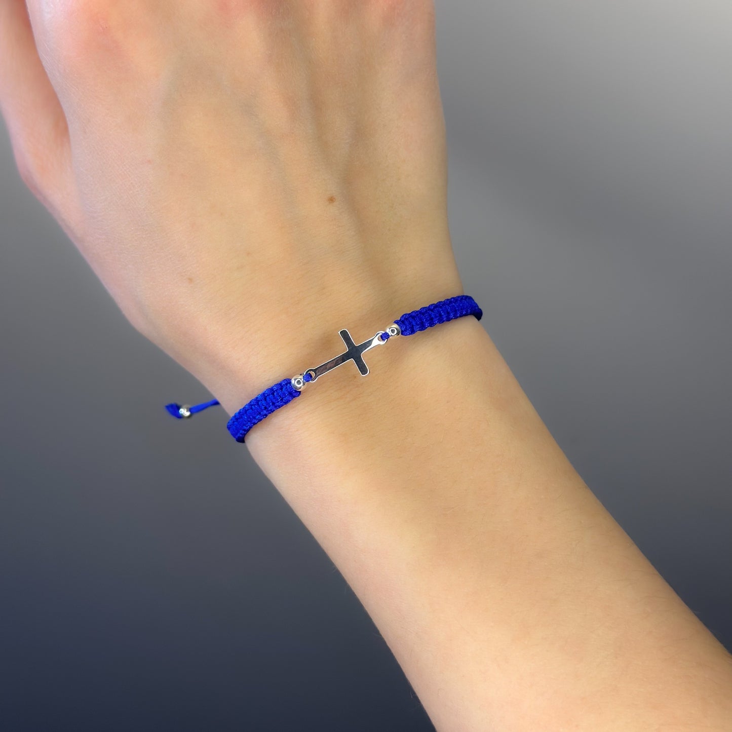 Sterling Silver Thread Cross Bracelet