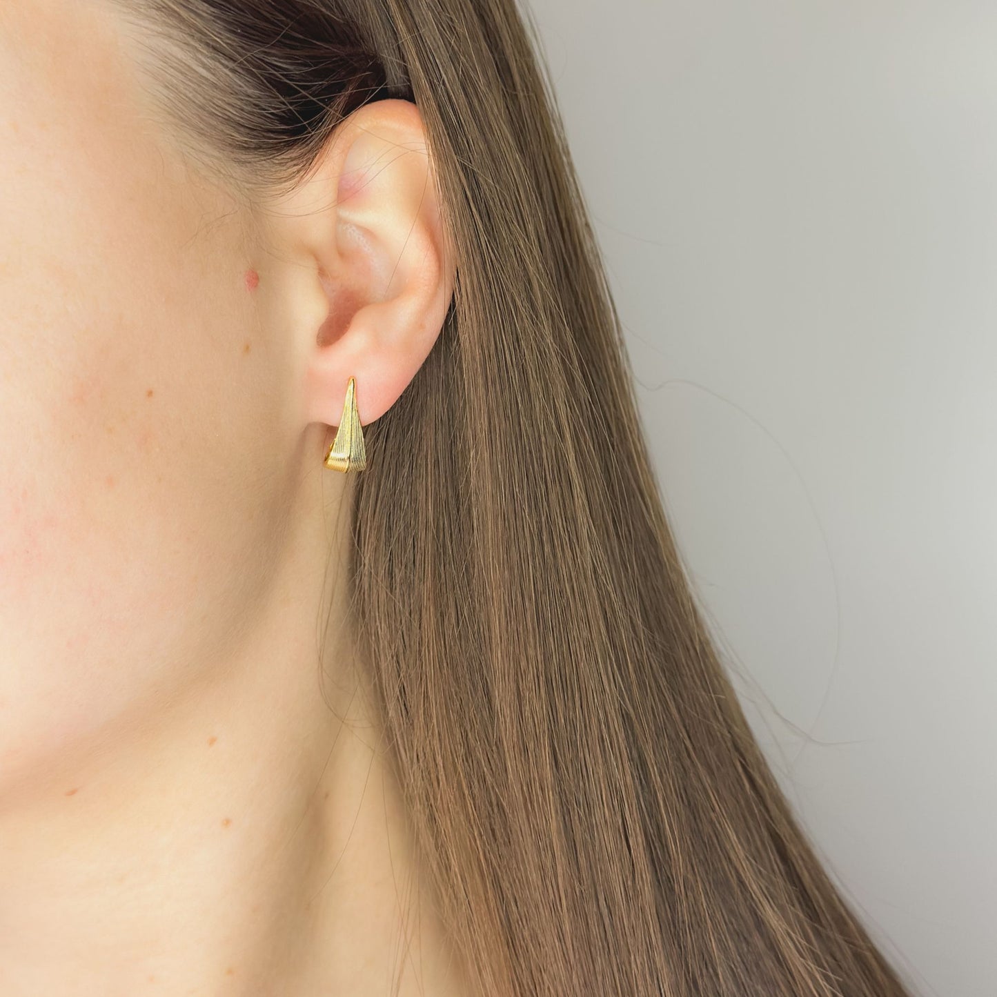 Sterling Silver Golden Wave Stud Earrings