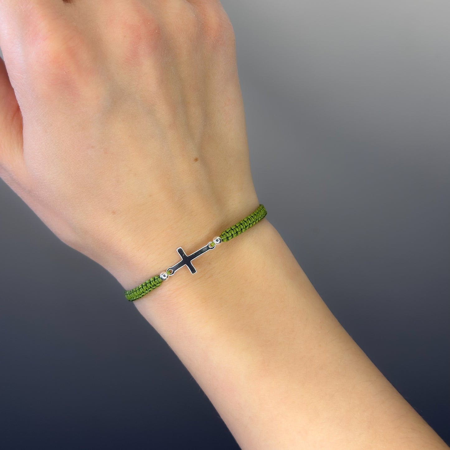 Sterling Silver Thread Cross Bracelet