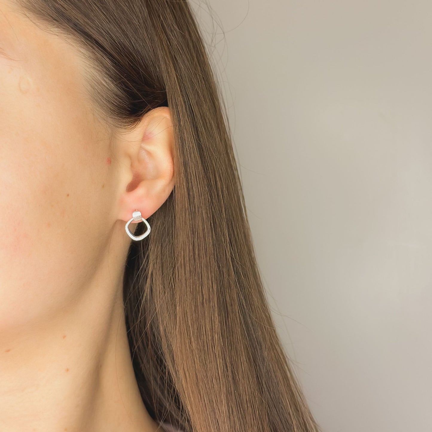 Sterling Silver Rhombus Matte Studs