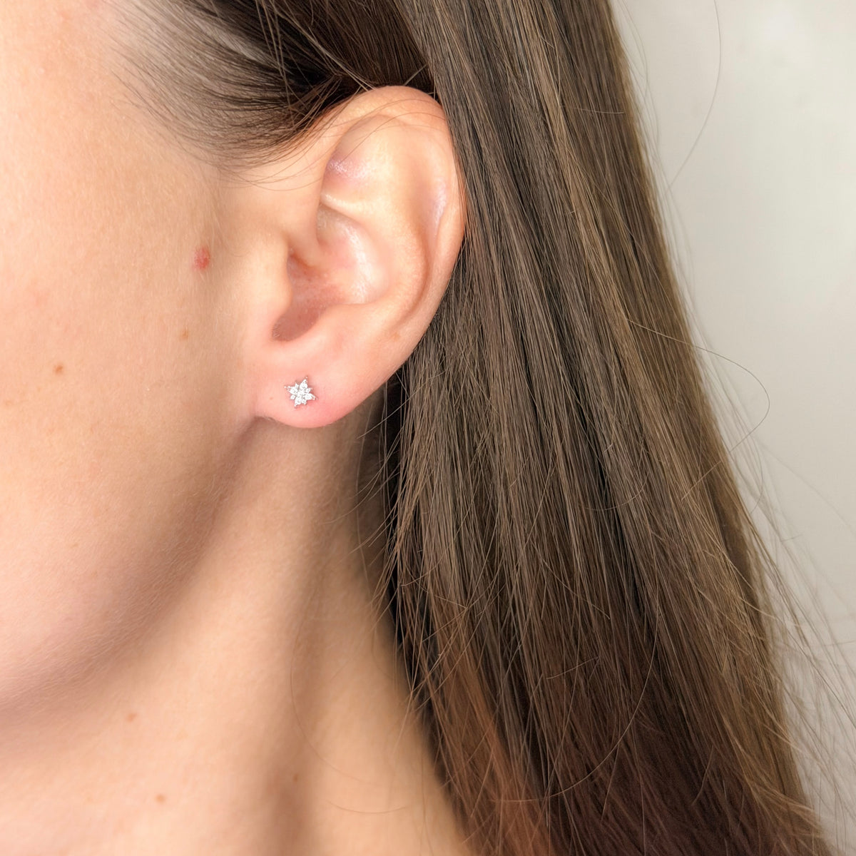 Sterling Silver CZ Star Studs