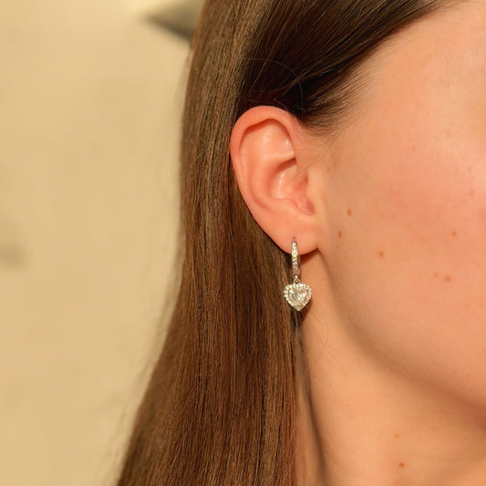 Sterling Silver CZ Hoops with Charms