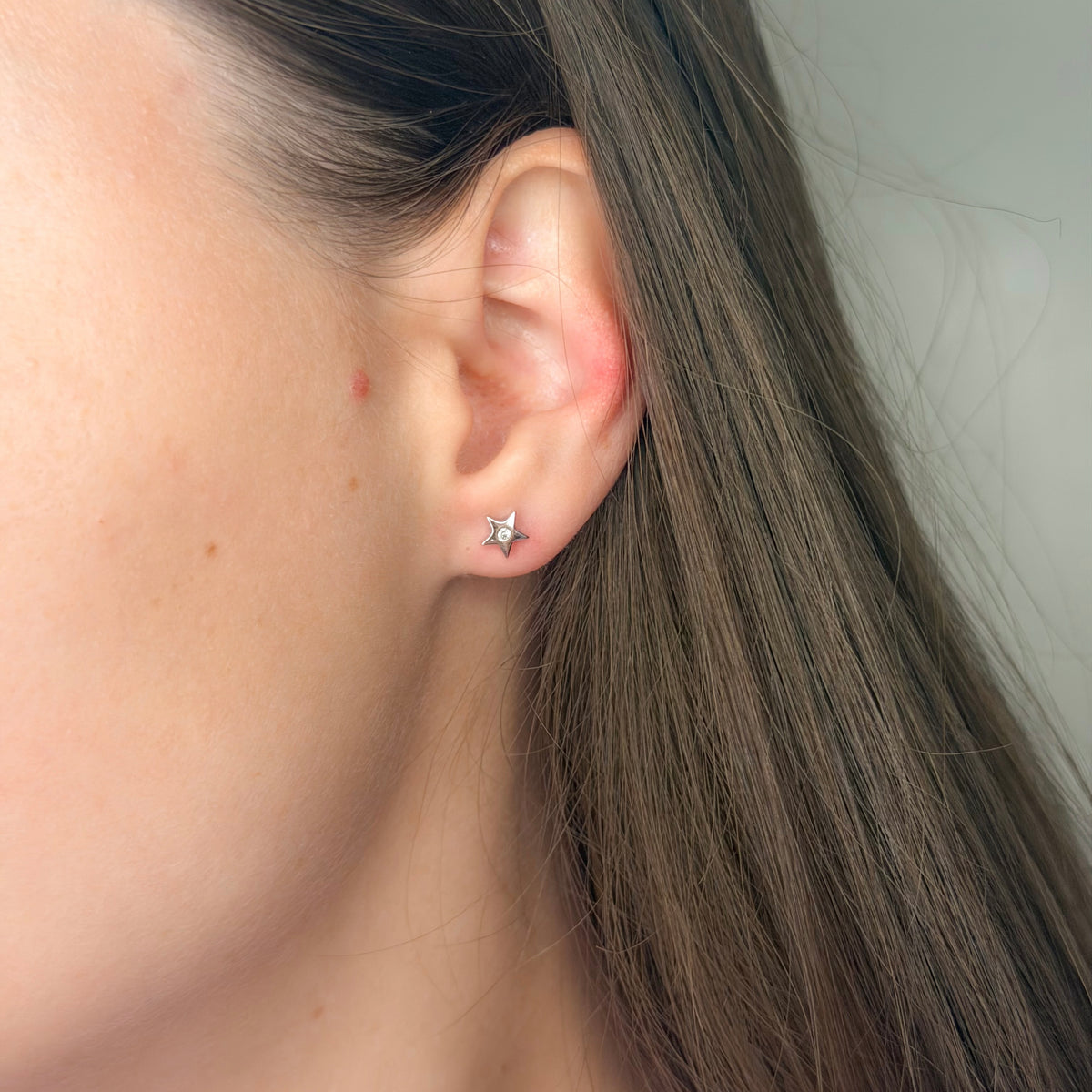 Sterling Silver Star & Huggie Chain Earrings