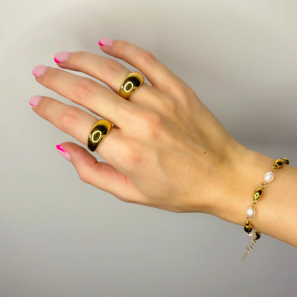 Stainless Steel Golden Ring