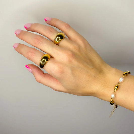 Stainless Steel Golden Ring