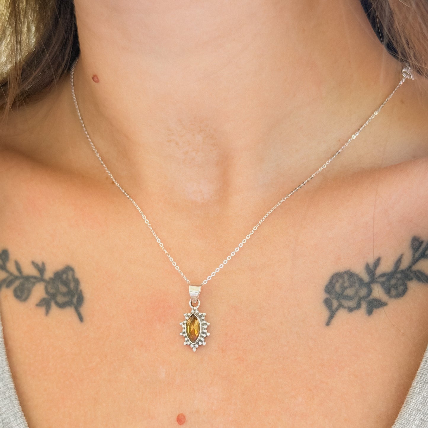 Sterling Silver Citrine Pendant Necklace