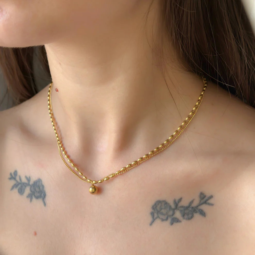 Stainless Steel Double Beaded Necklace