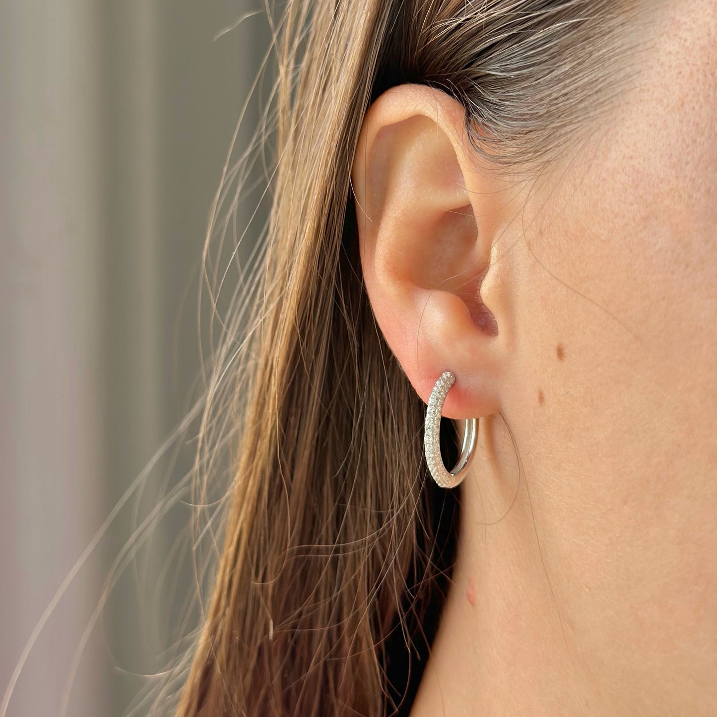 Sterling Silver CZ Hoops