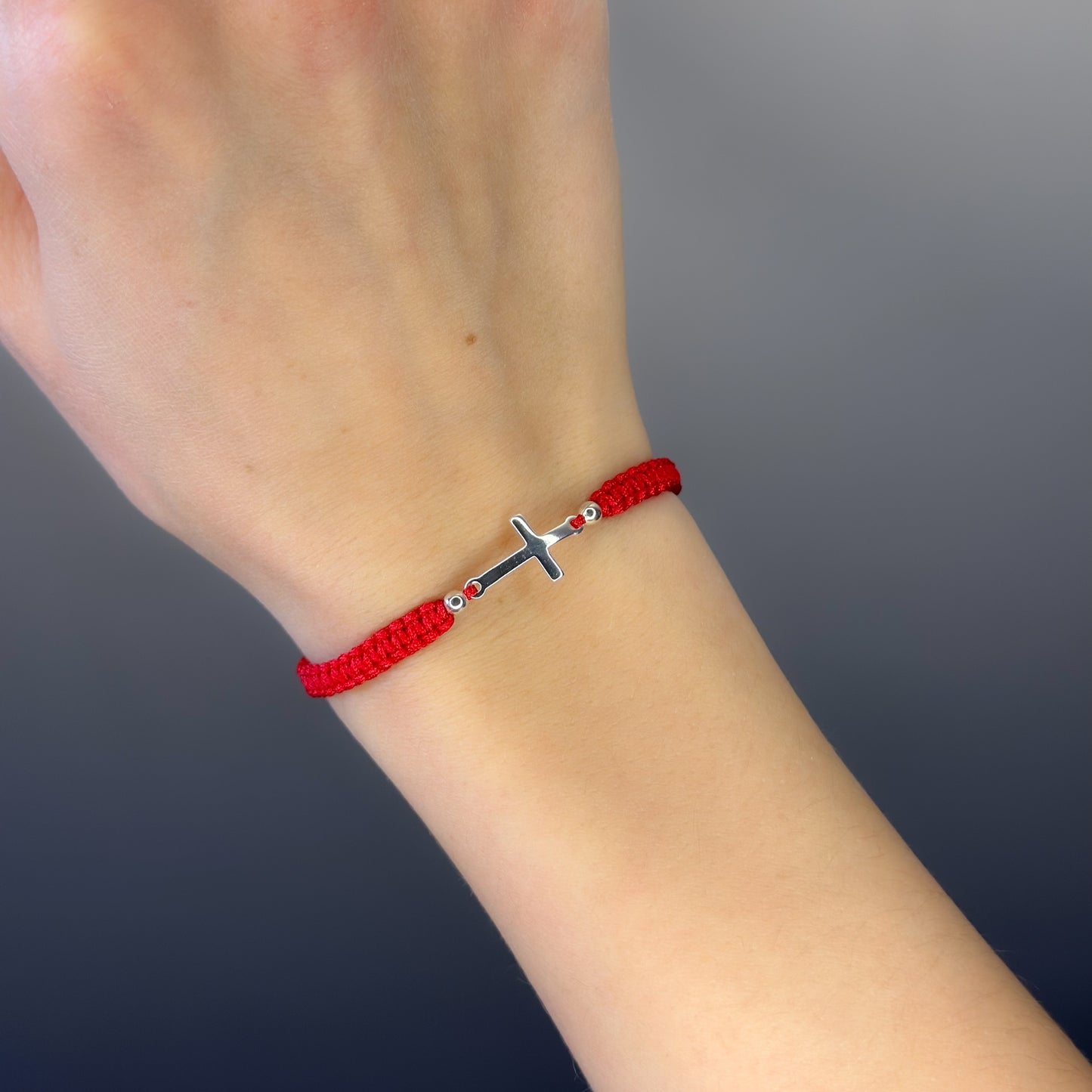 Sterling Silver Thread Cross Bracelet