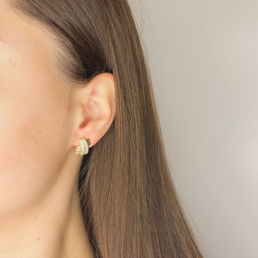 Sterling Silver Double Wave Studs