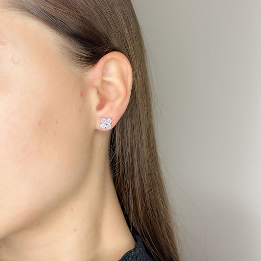 Pendientes de trébol de plata de ley