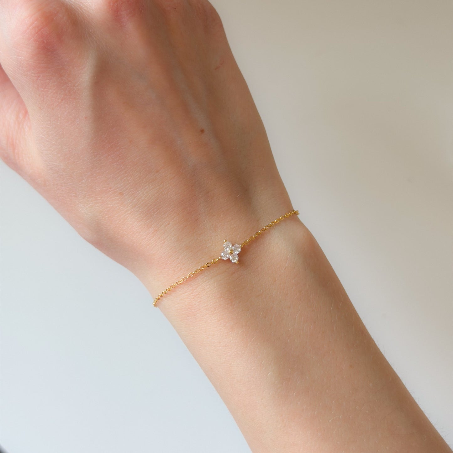 Sterling Silver CZ Clover Bracelet