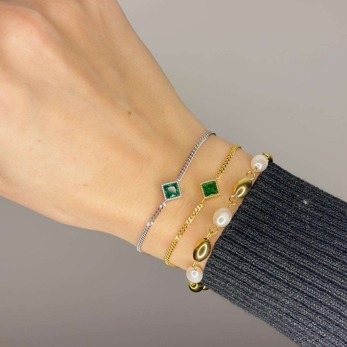 Sterling Silver Emerald CZ Bracelet