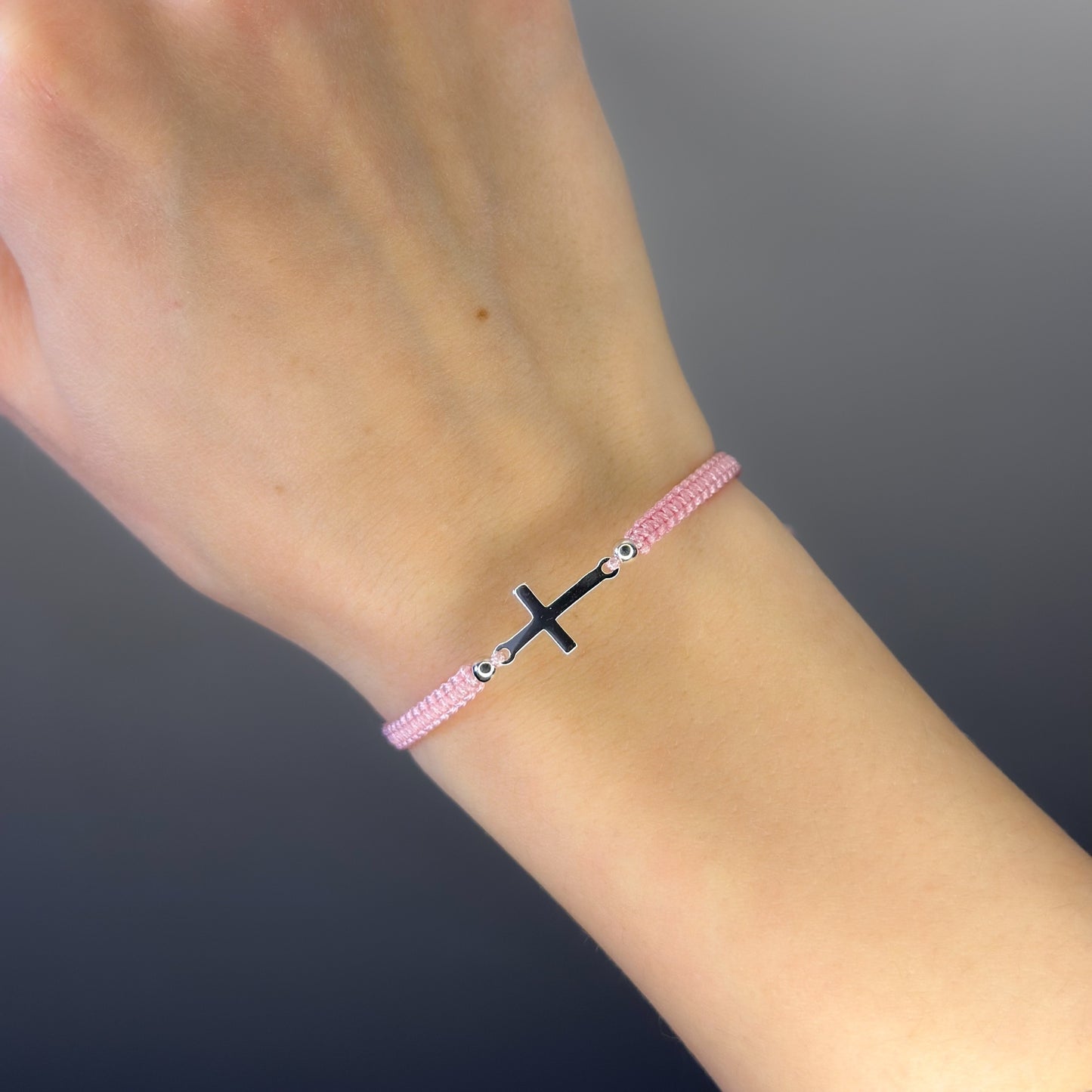 Sterling Silver Thread Cross Bracelet