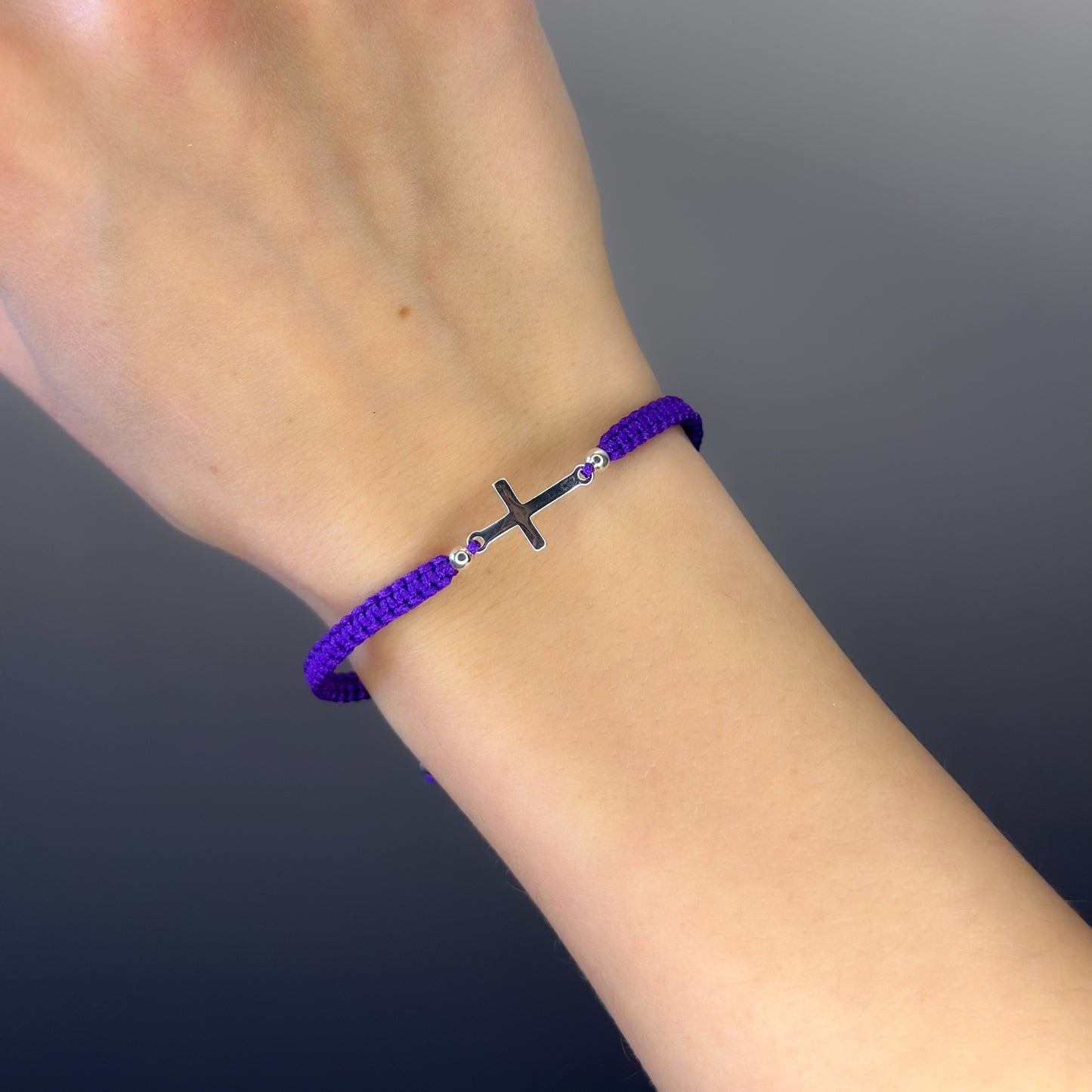 Sterling Silver Thread Cross Bracelet