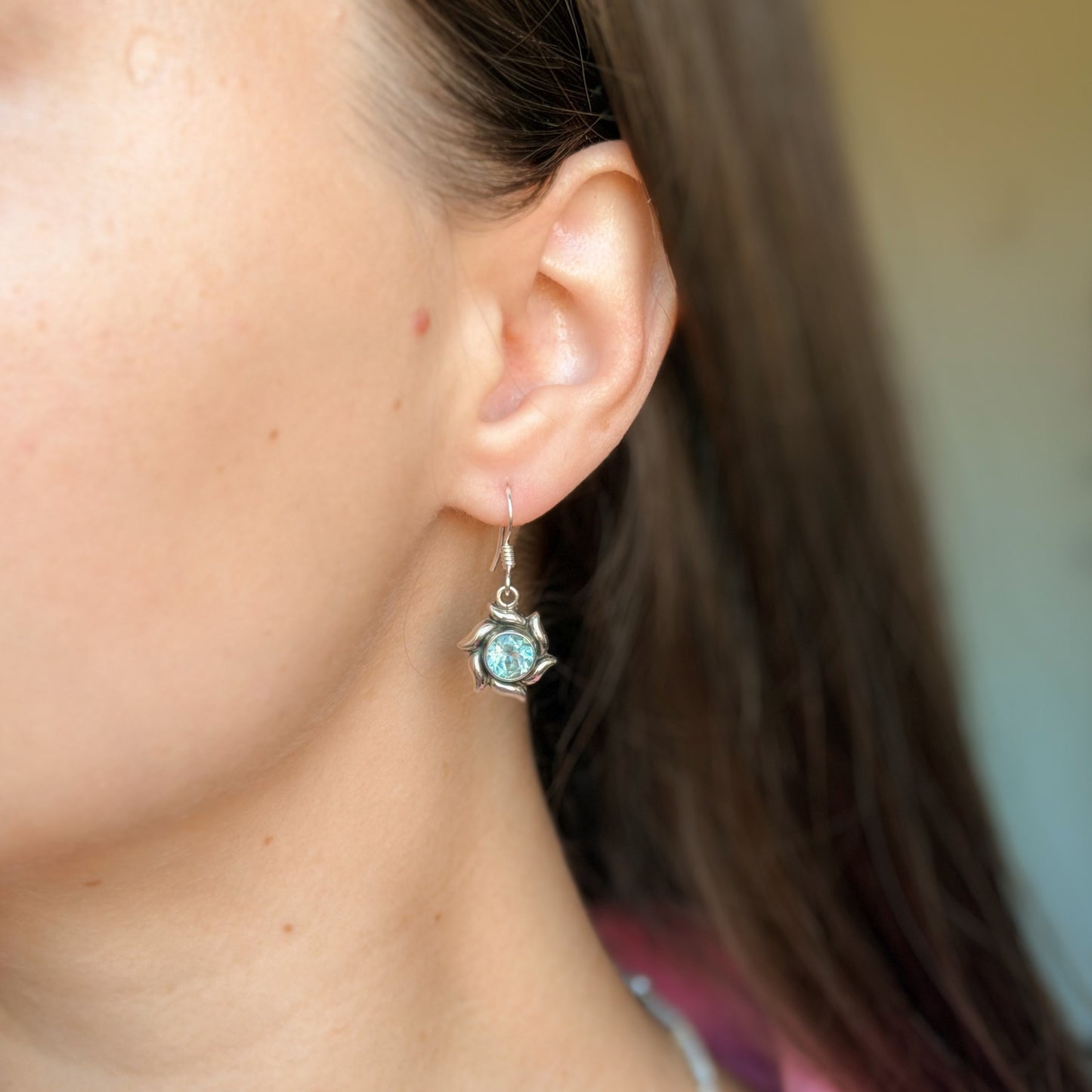 Sterling Silver Blue Topaz Drop Earrings