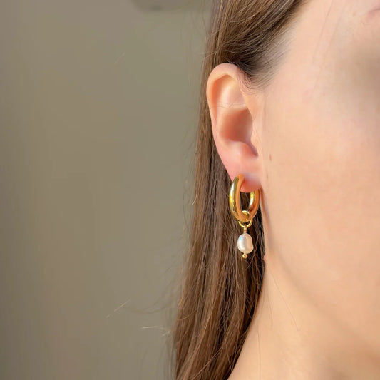 Pearl Charm Hoops