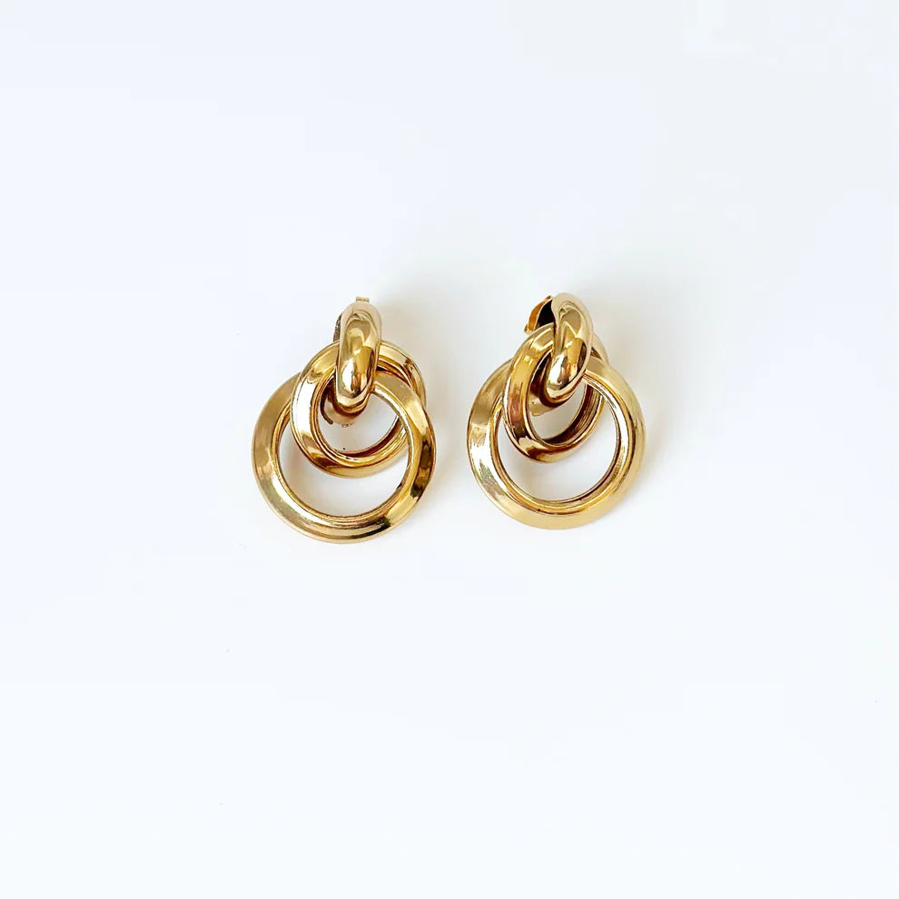 Gold Plated Earrings "Molten Circle"