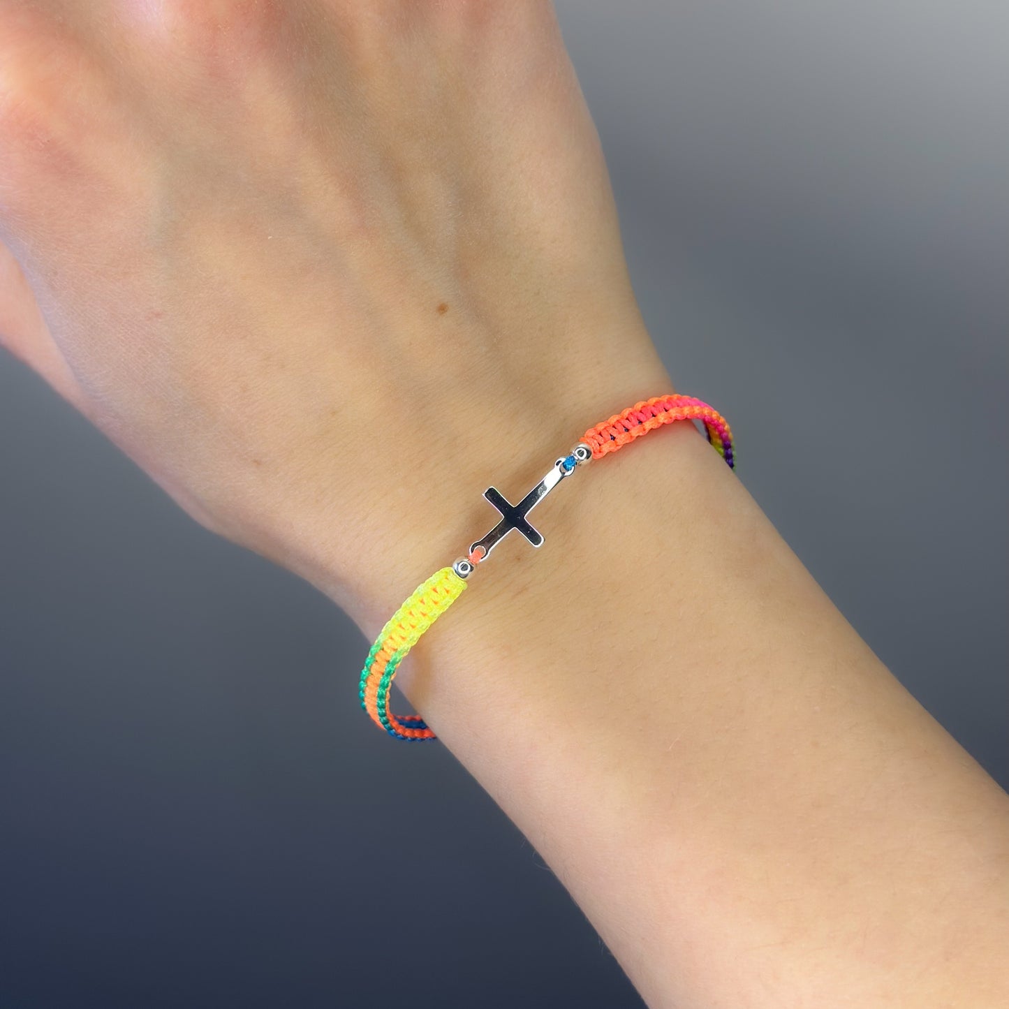 Sterling Silver Thread Cross Bracelet