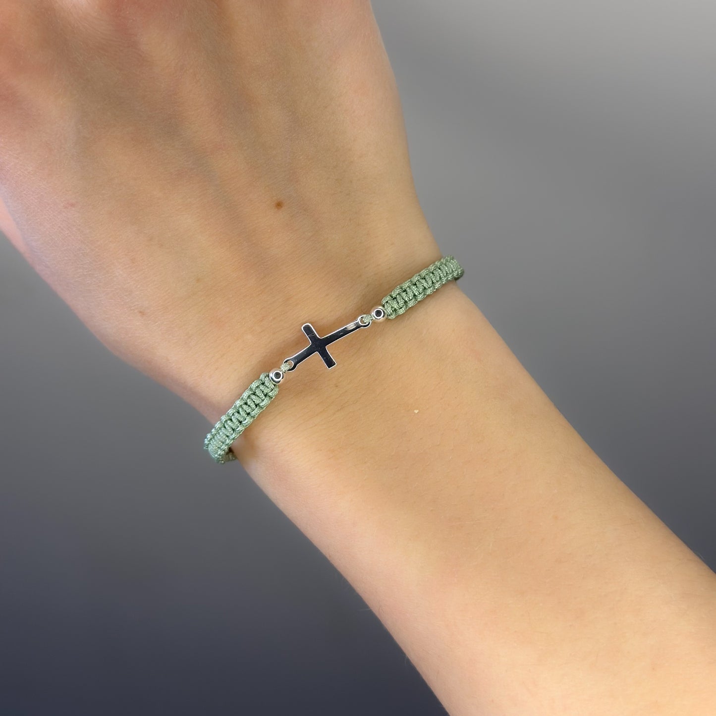 Sterling Silver Thread Cross Bracelet