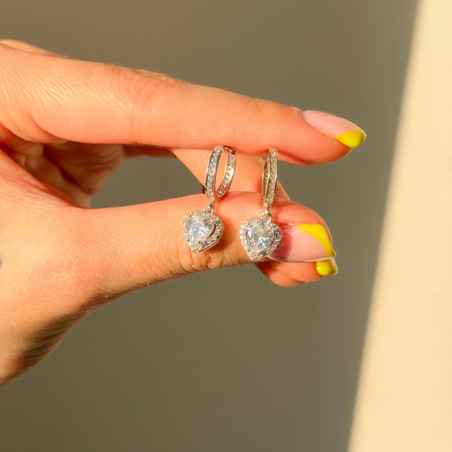 Sterling Silver CZ Hoops with Charms