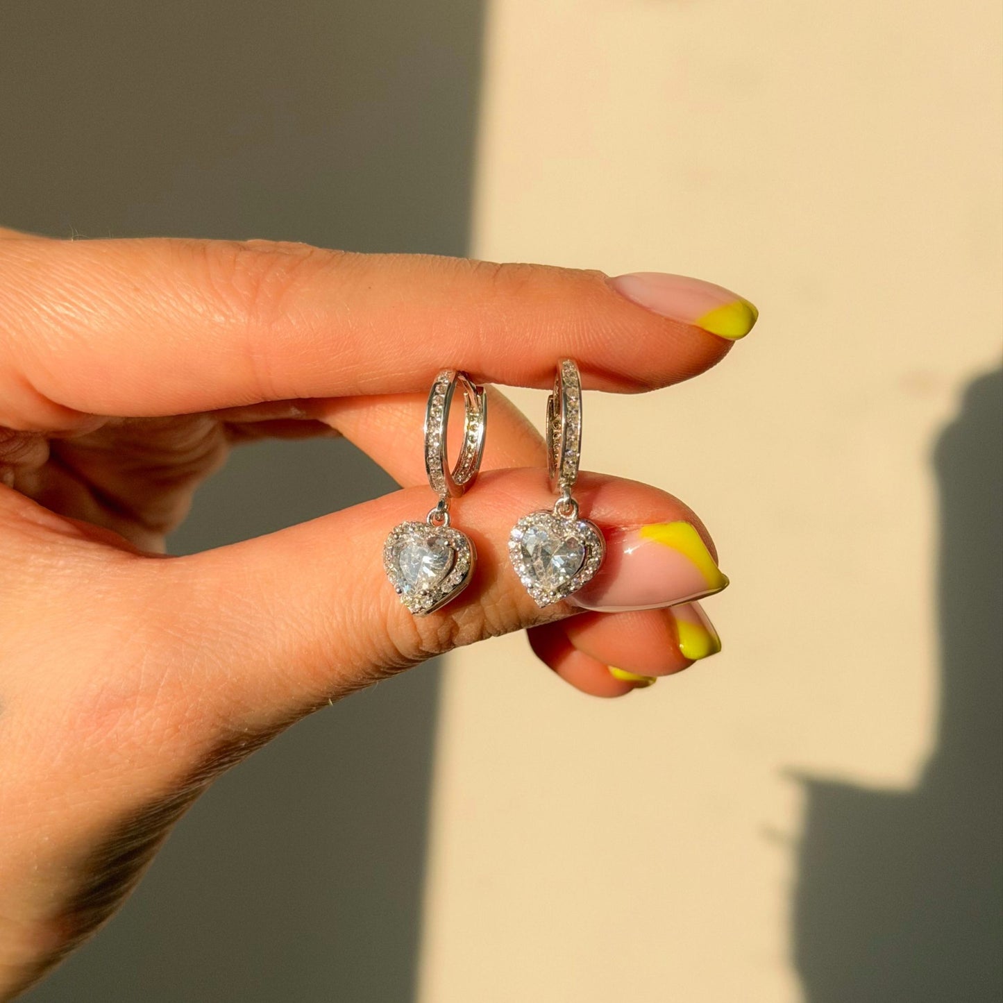 Sterling Silver CZ Hoops with Charms