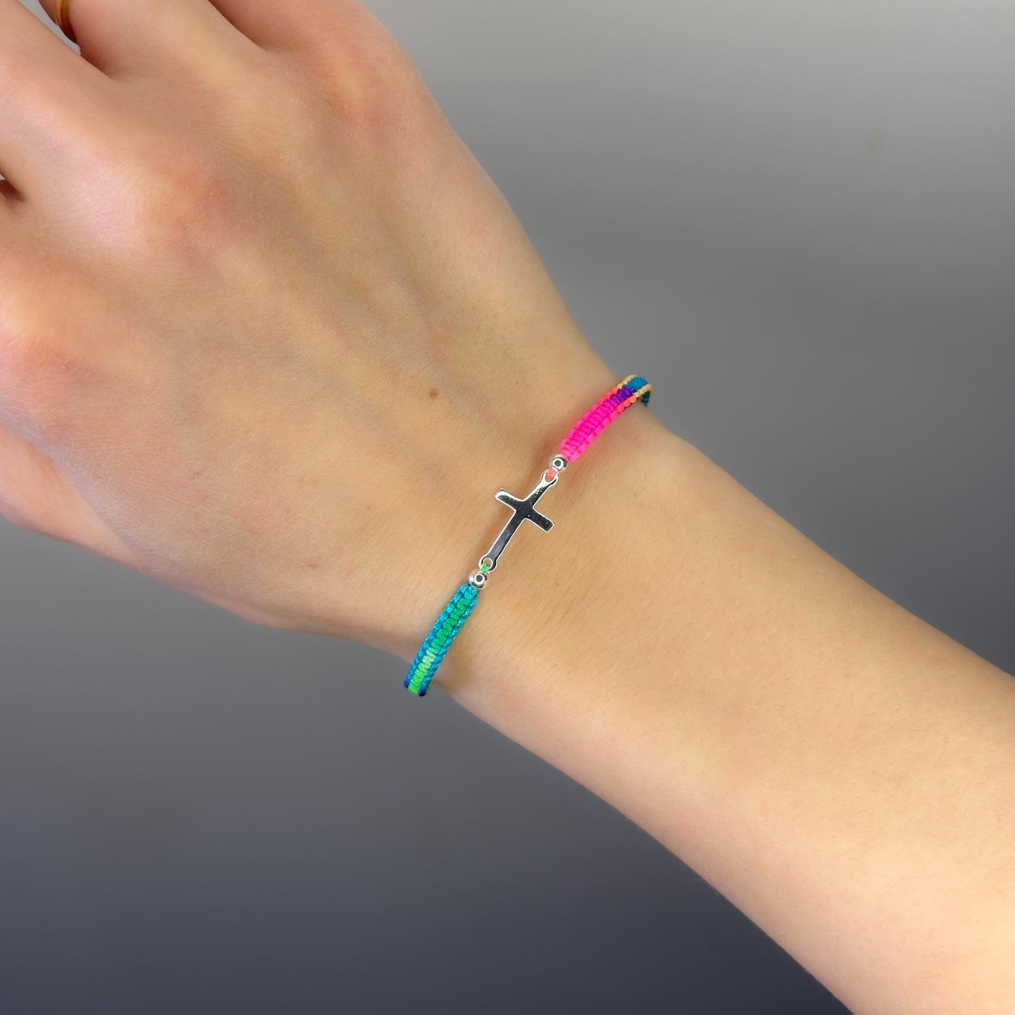 Sterling Silver Thread Cross Bracelet