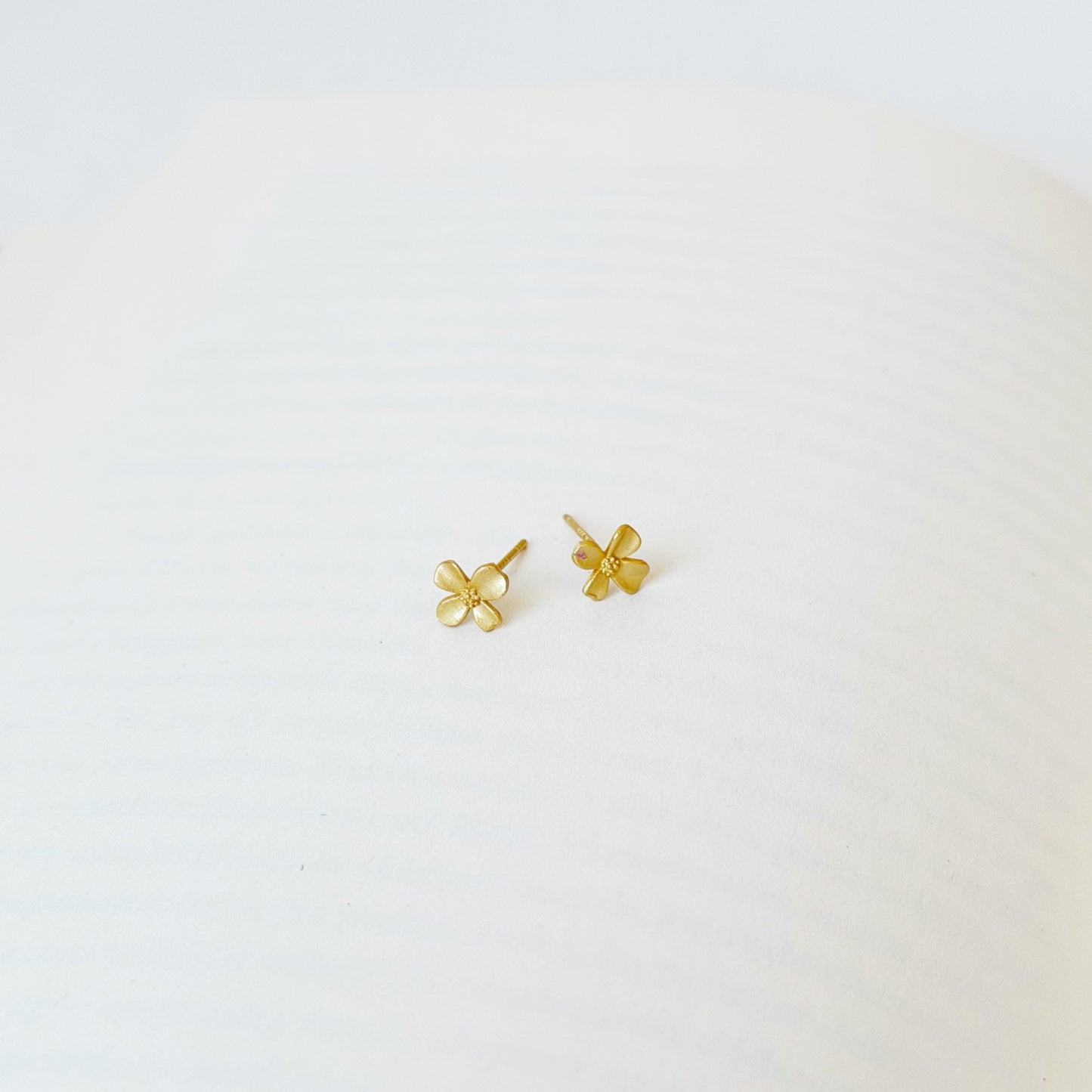 Sterling Silver Matte Flower Studs