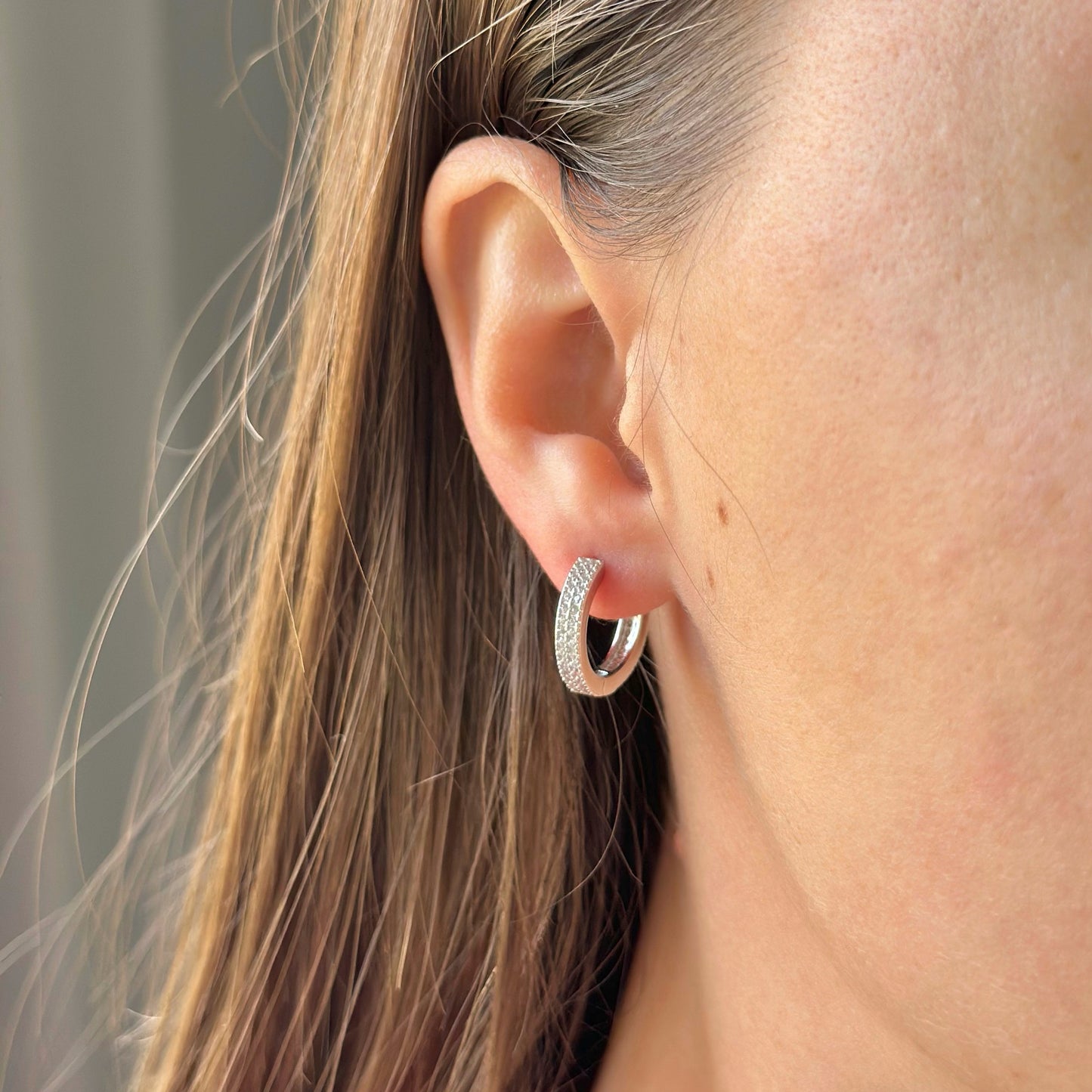 Sterling Silver CZ Hoops